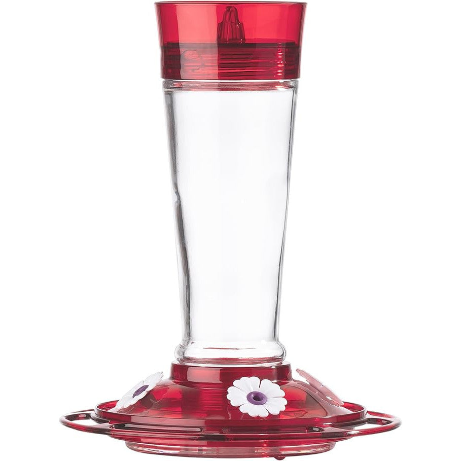 Ruby Red Glass Hummingbird Feeder with Ant Moat – 4 Ports
